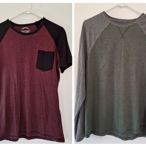 Mens Large Raglan Shirts - Bundle Of 2 - Baseball Tees Long And Short Sleeve